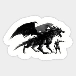 Rajic and his black dragon Raat (from the Dragon Slayer Chronicles) Sticker